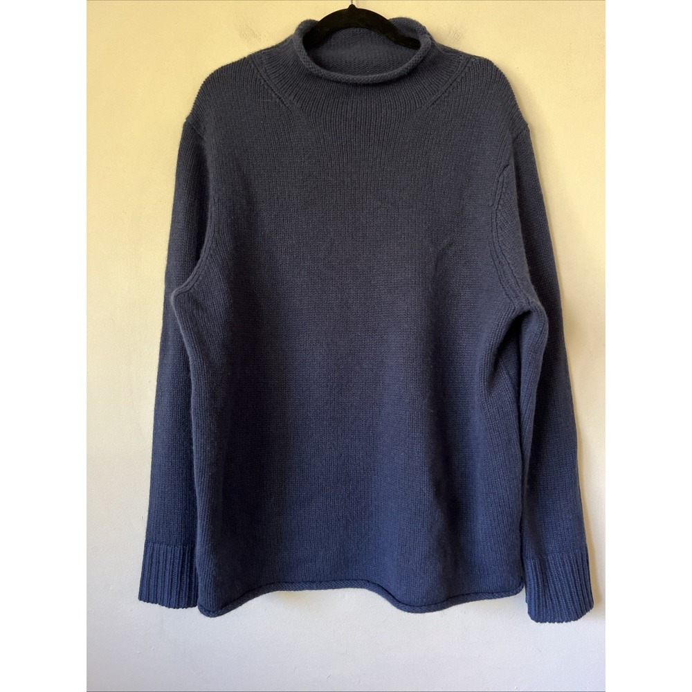 Naked Cashmere Mock Roll Neck Sweater in Navy 100% Cashmere Luxury One Size OS
